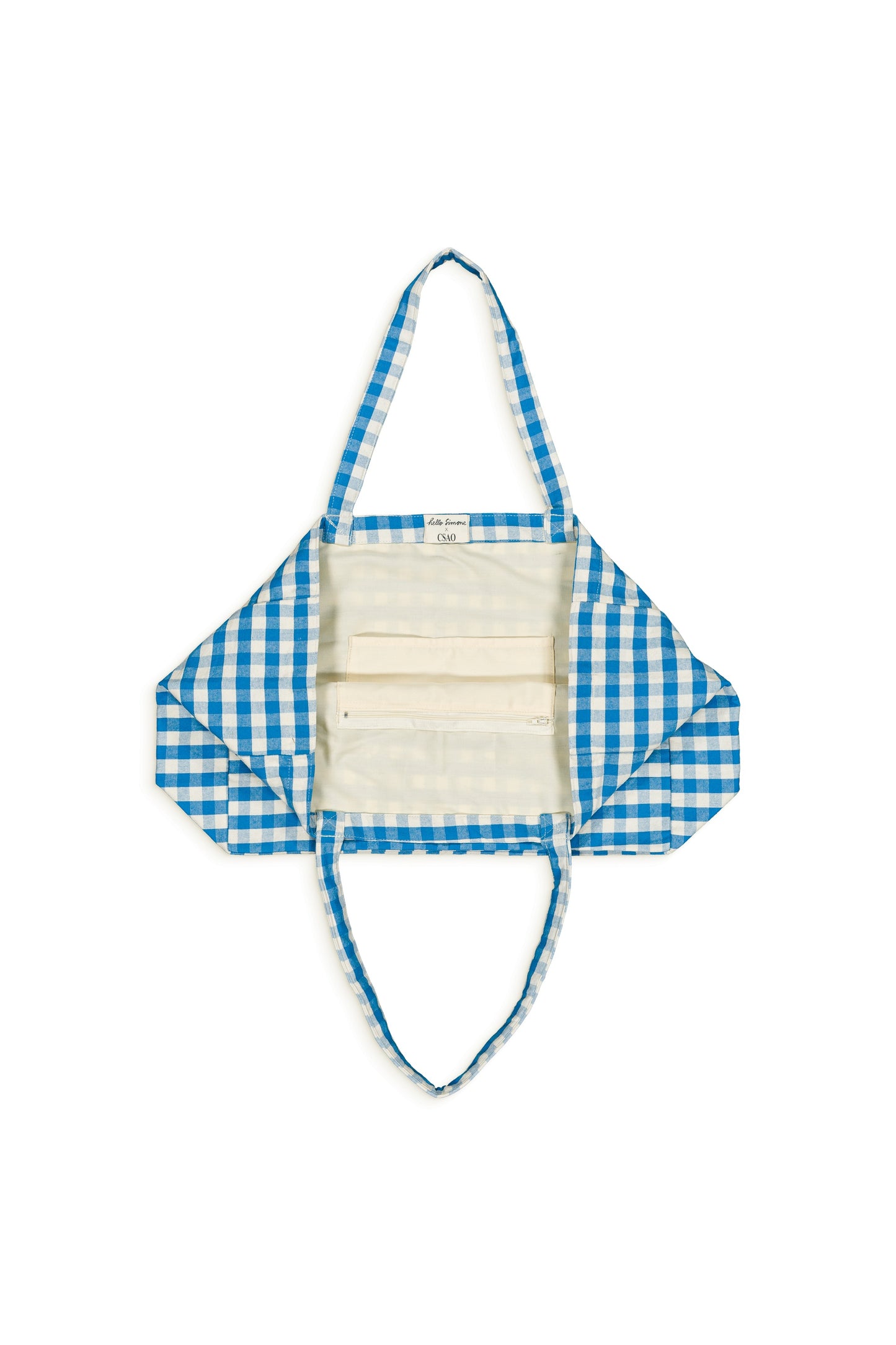Sac cabas brodé Gingham Ibiza Blue Bonheur