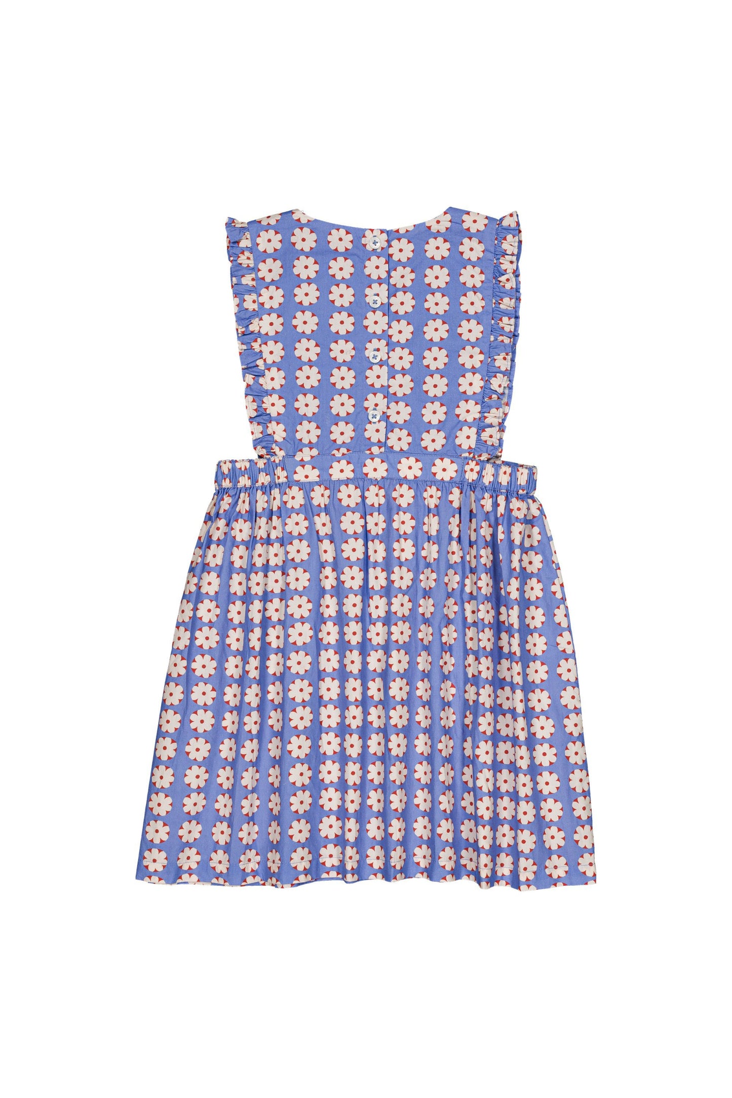 Cotton dress for girls aged 4–12, pomponette blue