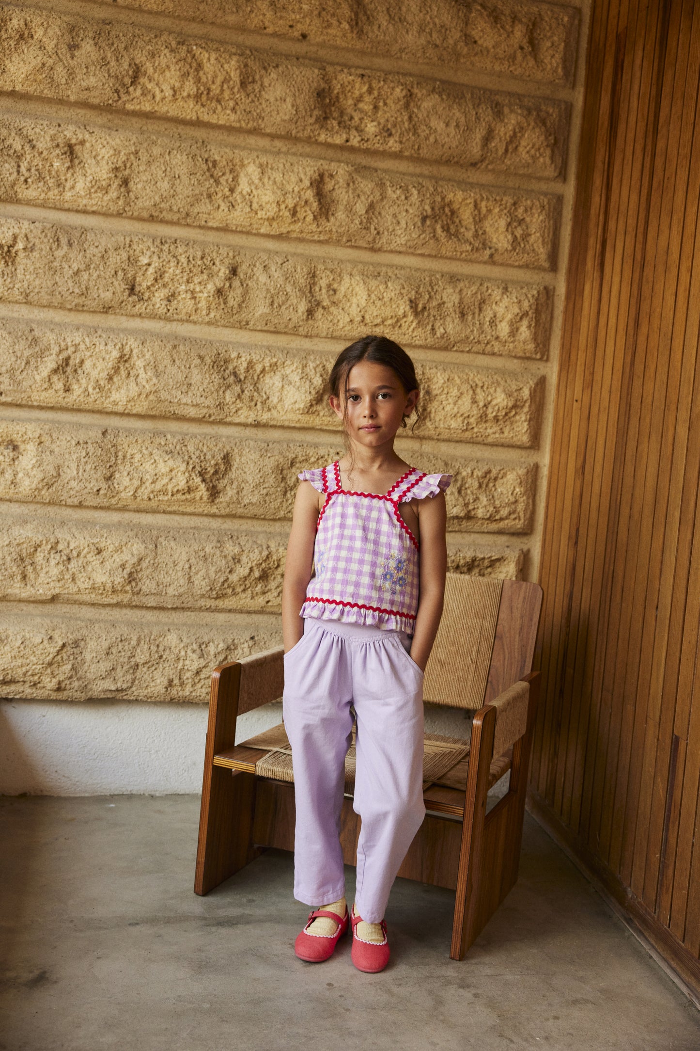 Cotton blouse for girls aged 4–12, bloom