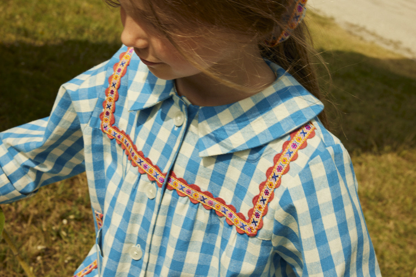 Cotton jacket for girls aged 4–12, ibiza blue