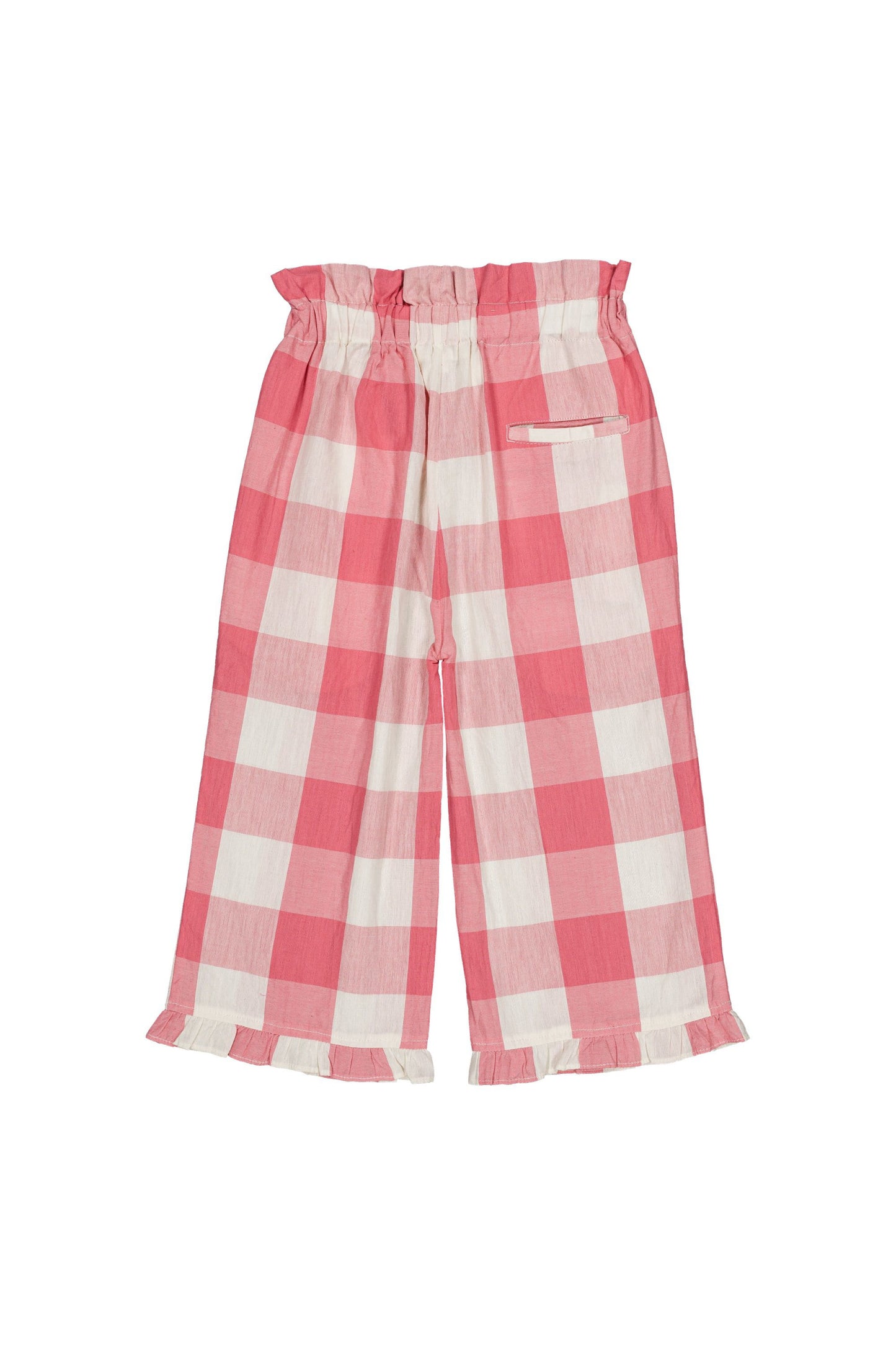 Cotton pants for girls aged 4–12, check rose