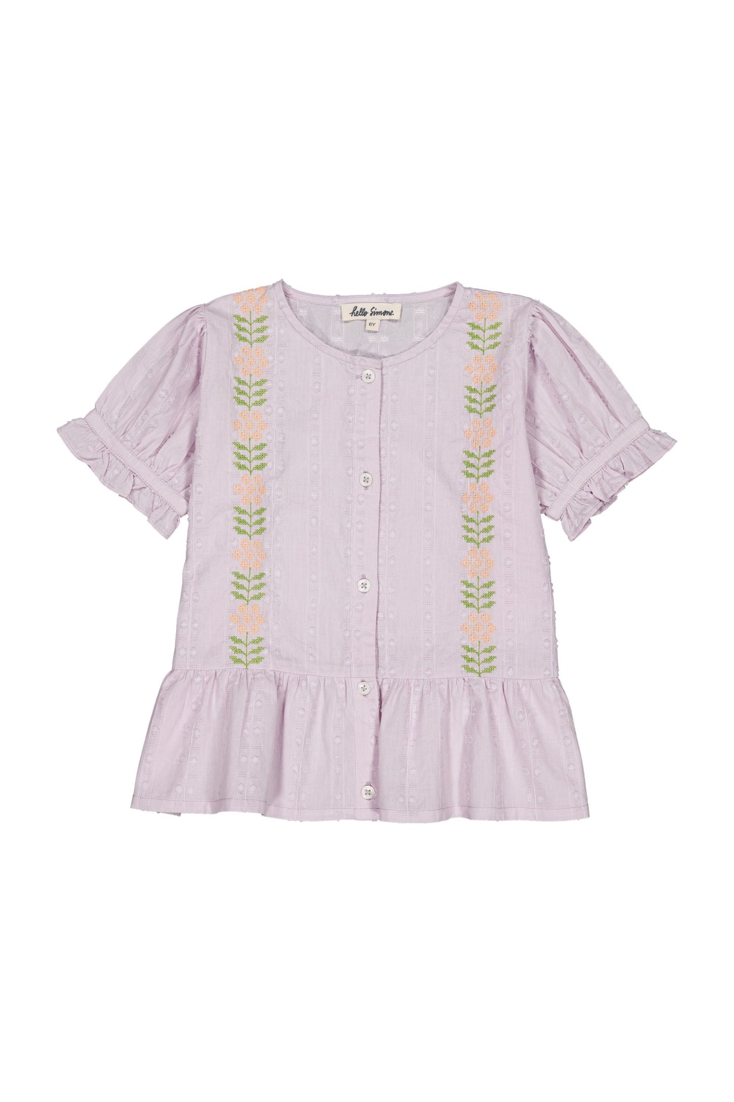 Cotton blouse for girls aged 4–12, lavender