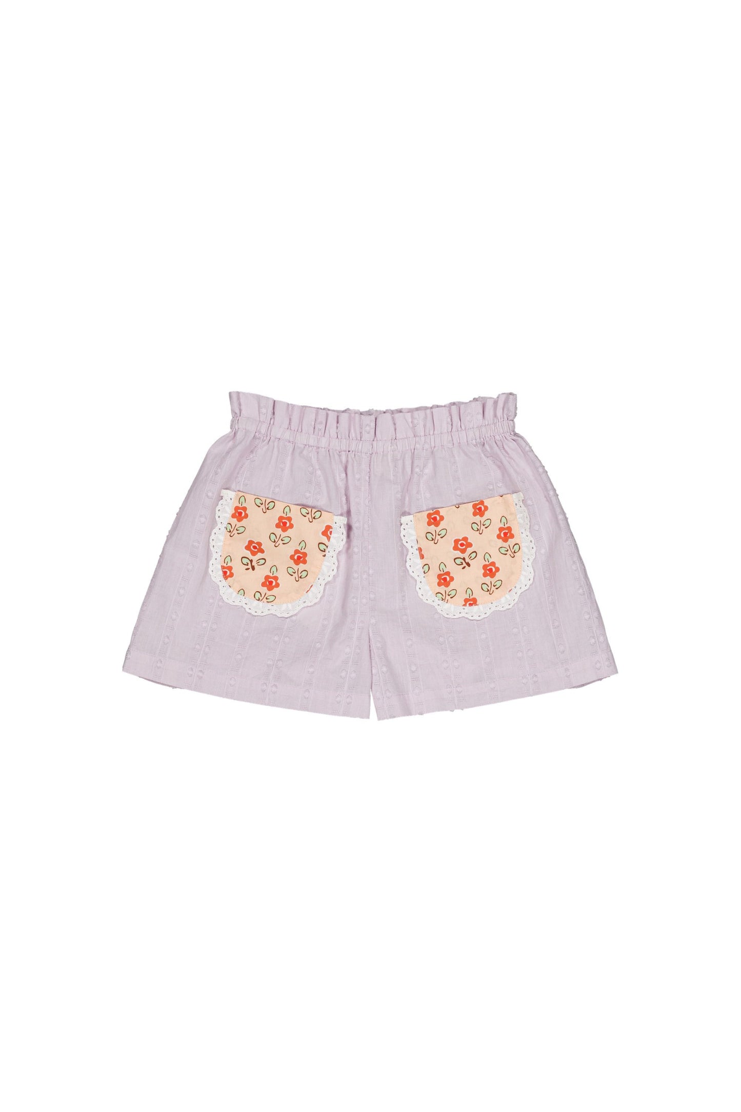 Cotton shorts for girls aged 4–12, lavender