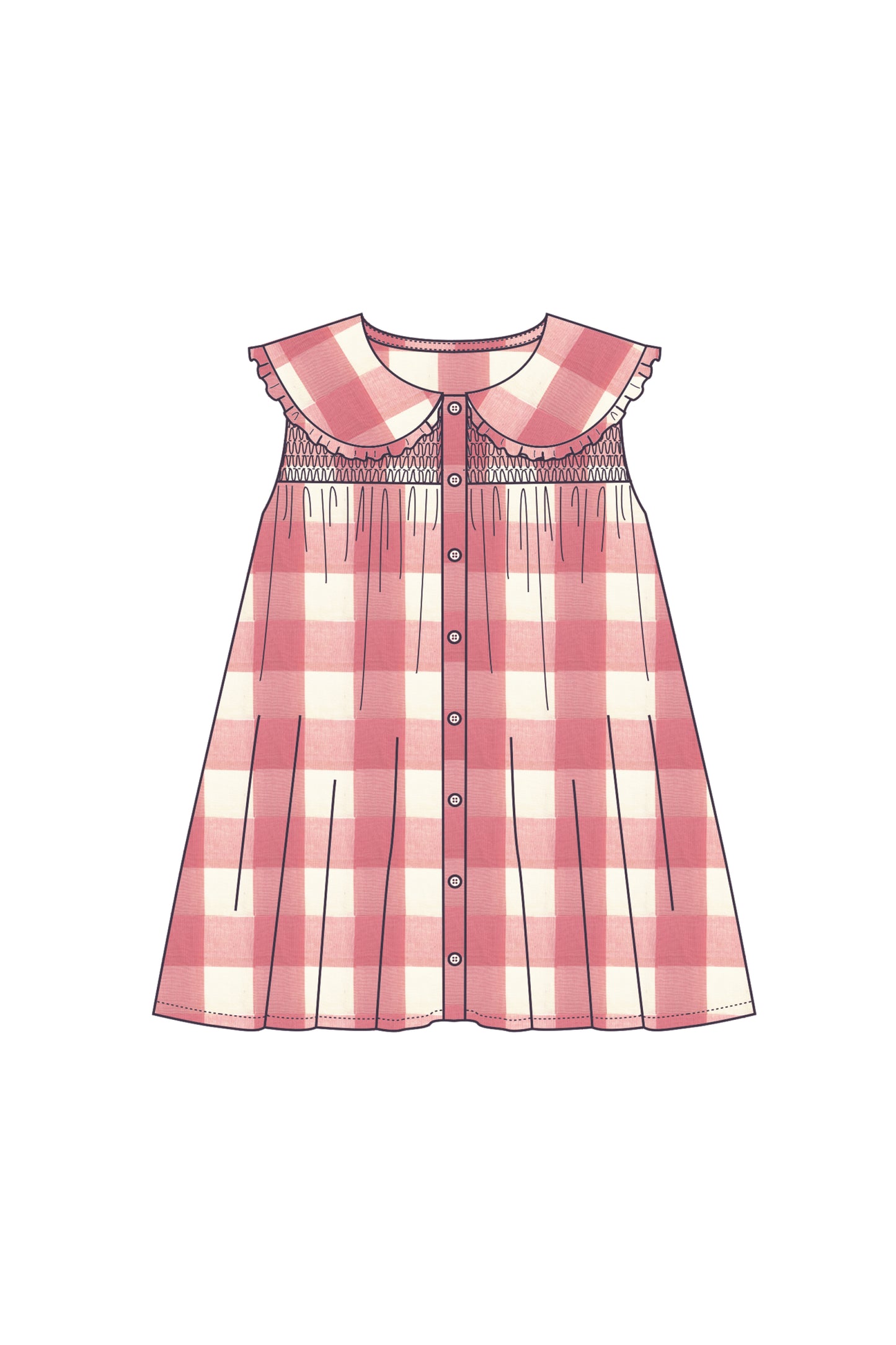 Cotton blouse for girls aged 4–12, check rose