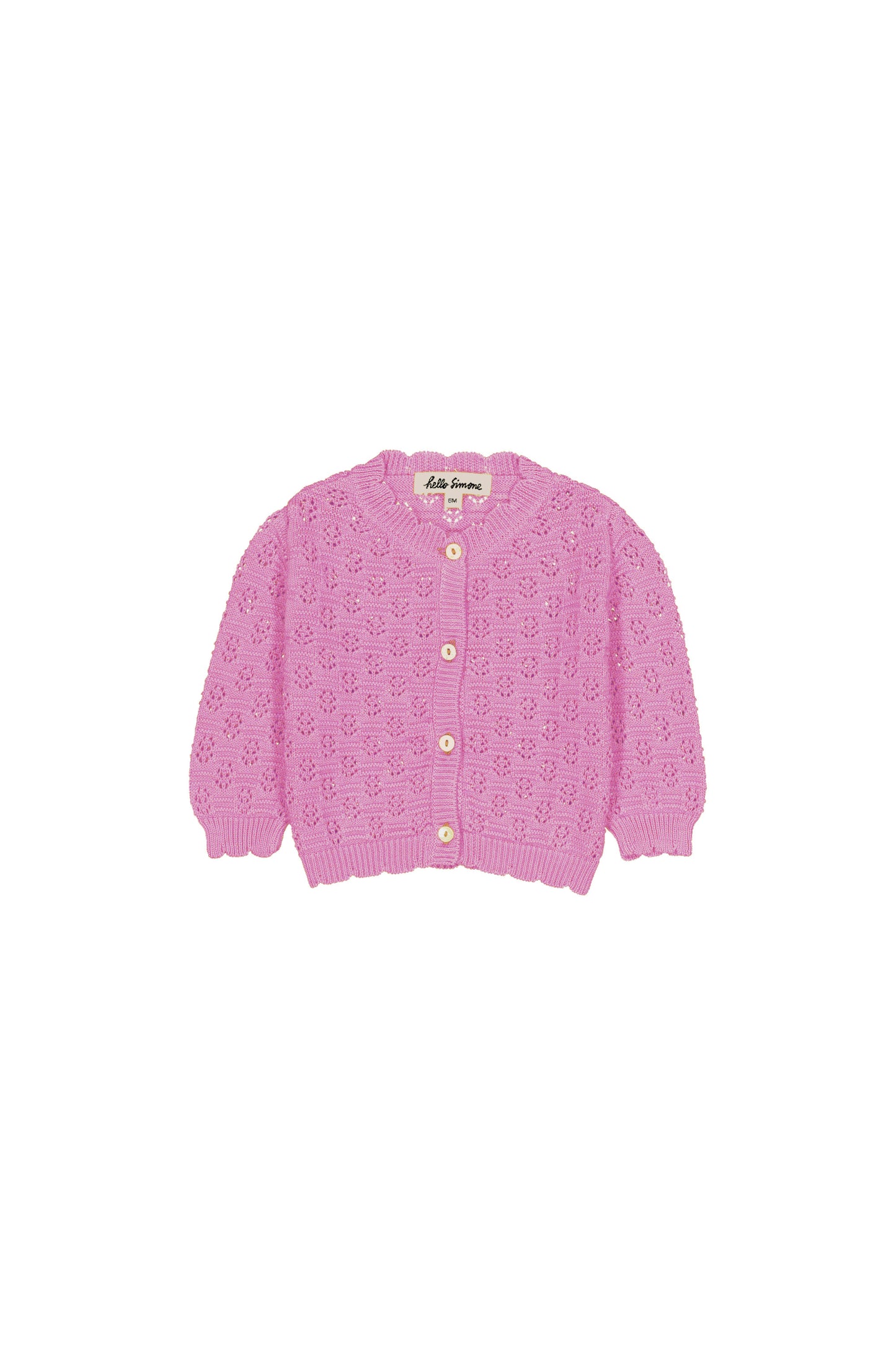 Cotton knitted cardigan for babies aged 6–24 months, rose