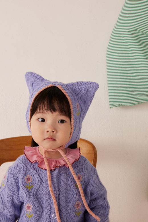 Michy baby hat cable knit Light blue - Le New Black