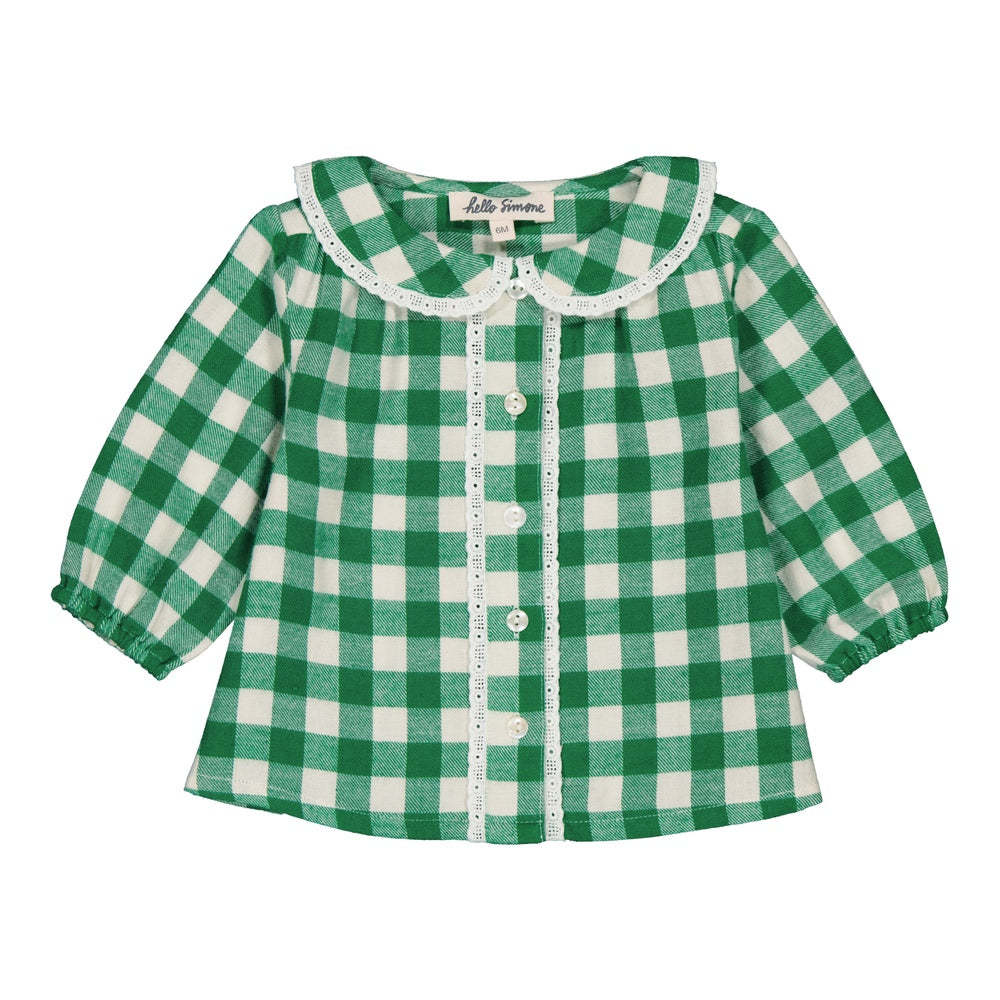 Amandine baby blouse Check Green