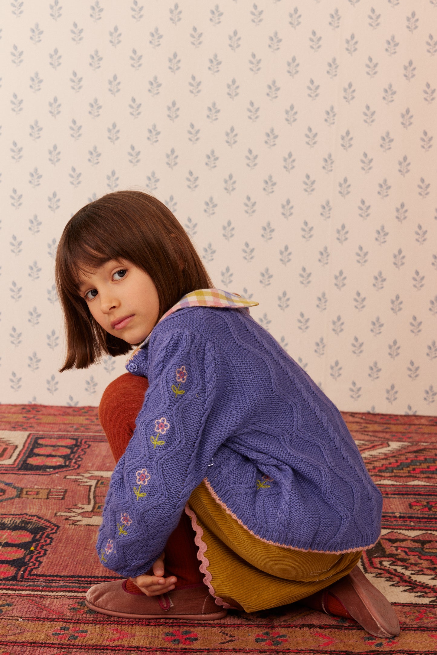 Lison cable knit cardigan Storm Blue