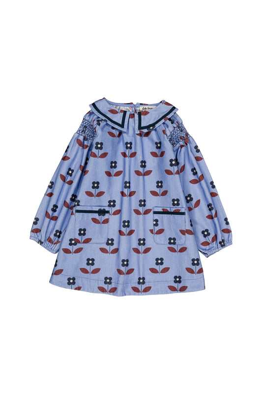 Martha dress Flora blue