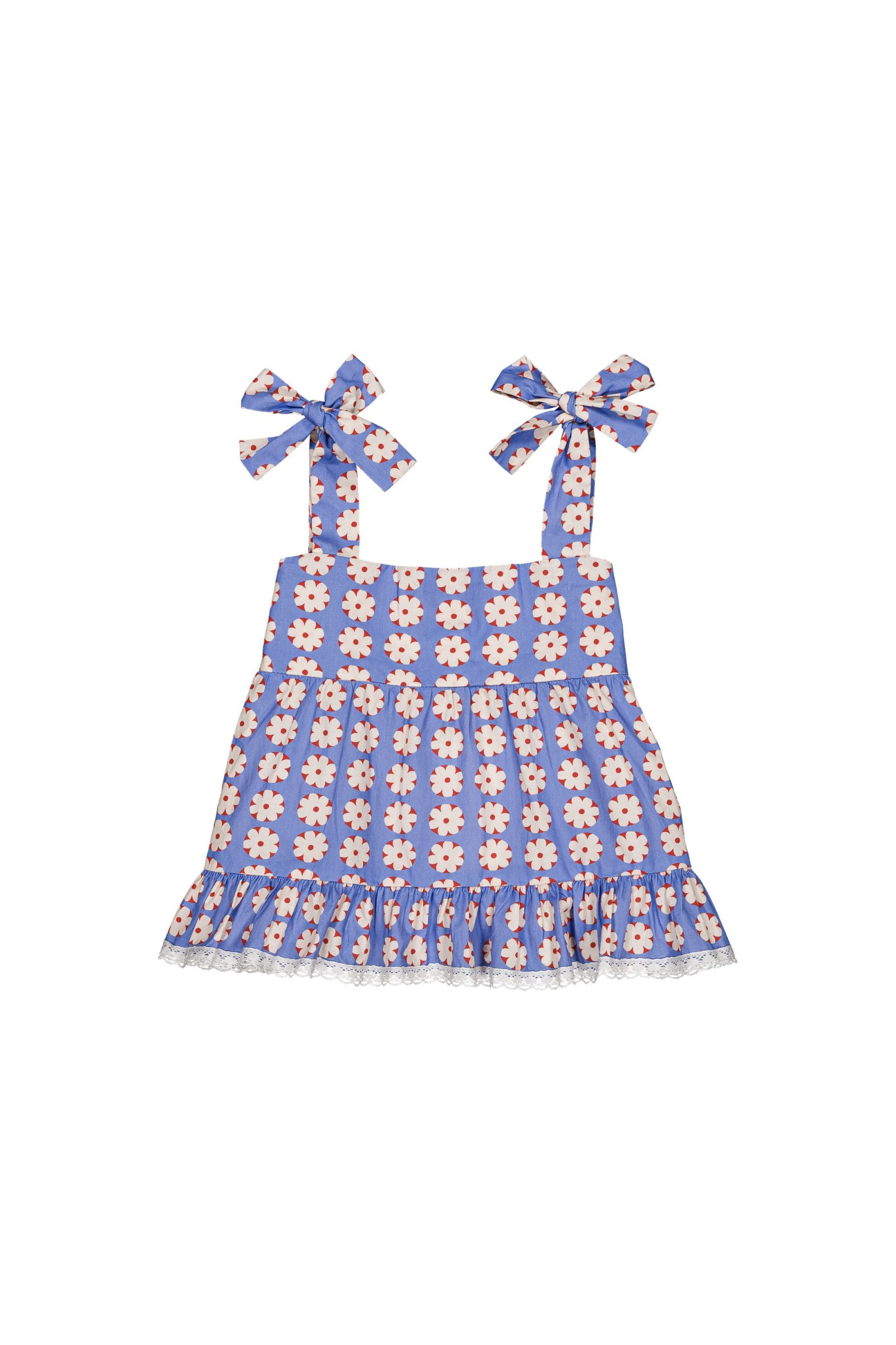 Cotton blouse for girls aged 4–12, pomponette blue