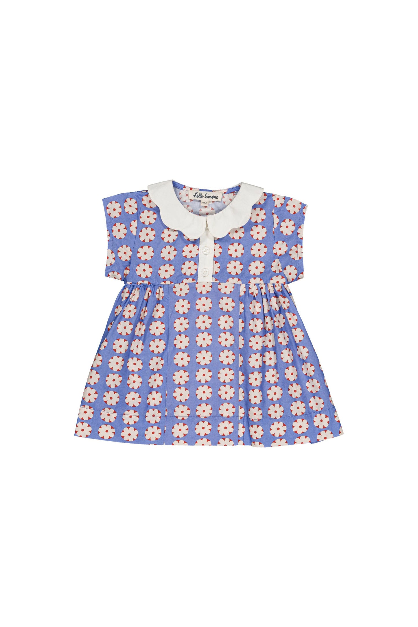 Cotton dress for babies aged 6–24 months, dress pomponette blue