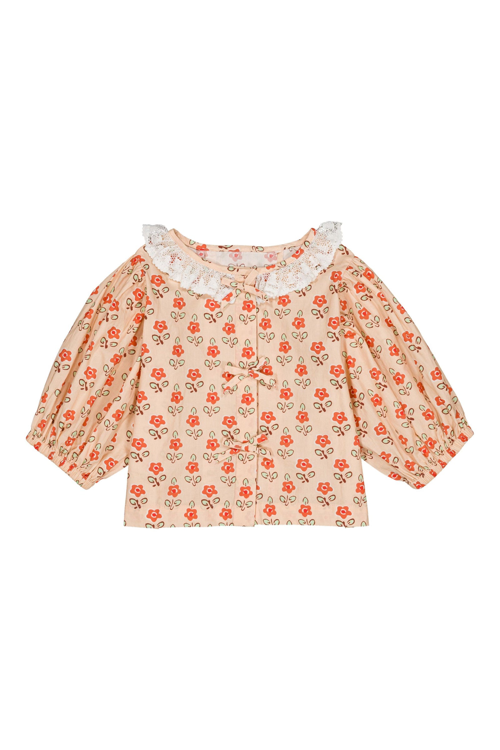 Cotton blouse for girls aged 4–12, sablet apricot