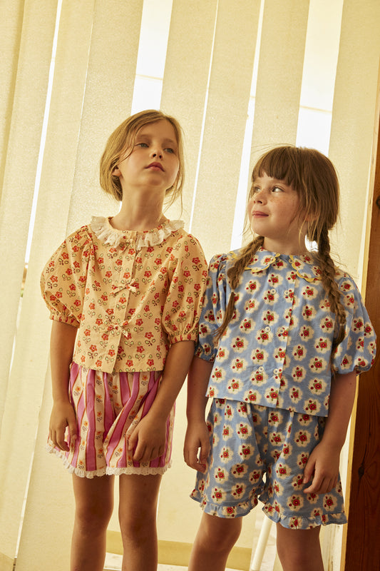 Cotton blouse for girls aged 4–12, sablet apricot