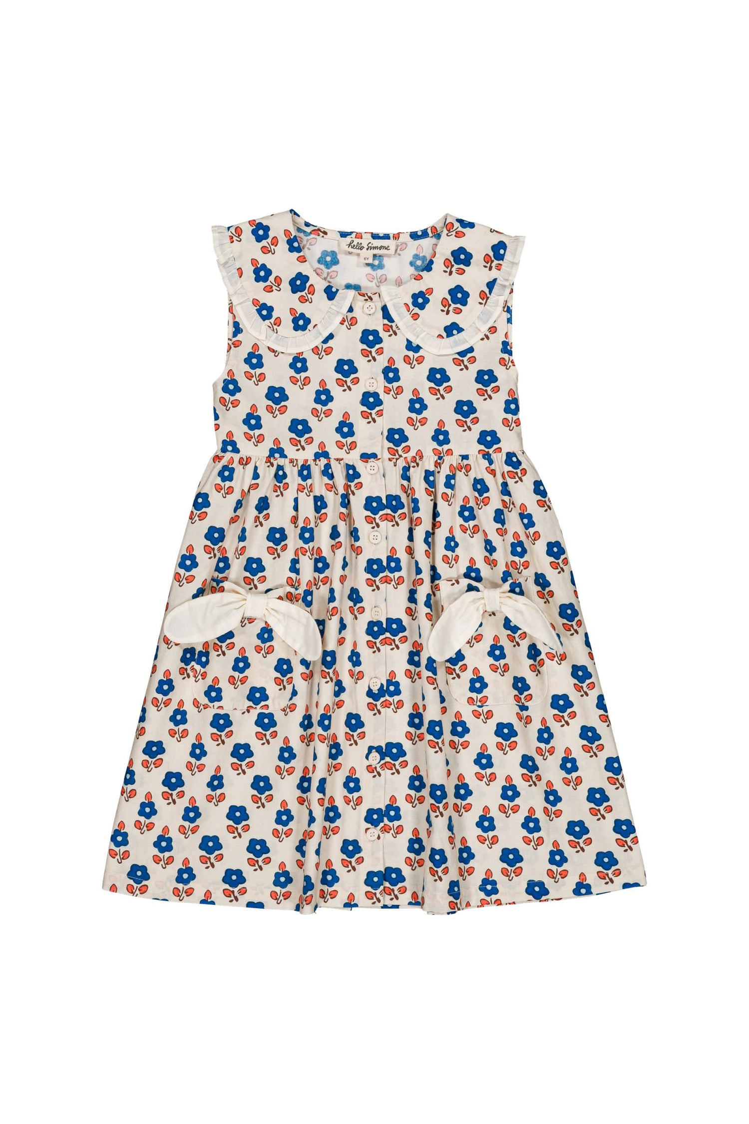 Cotton oeko tex dress for girls aged 4–12, sablet blue