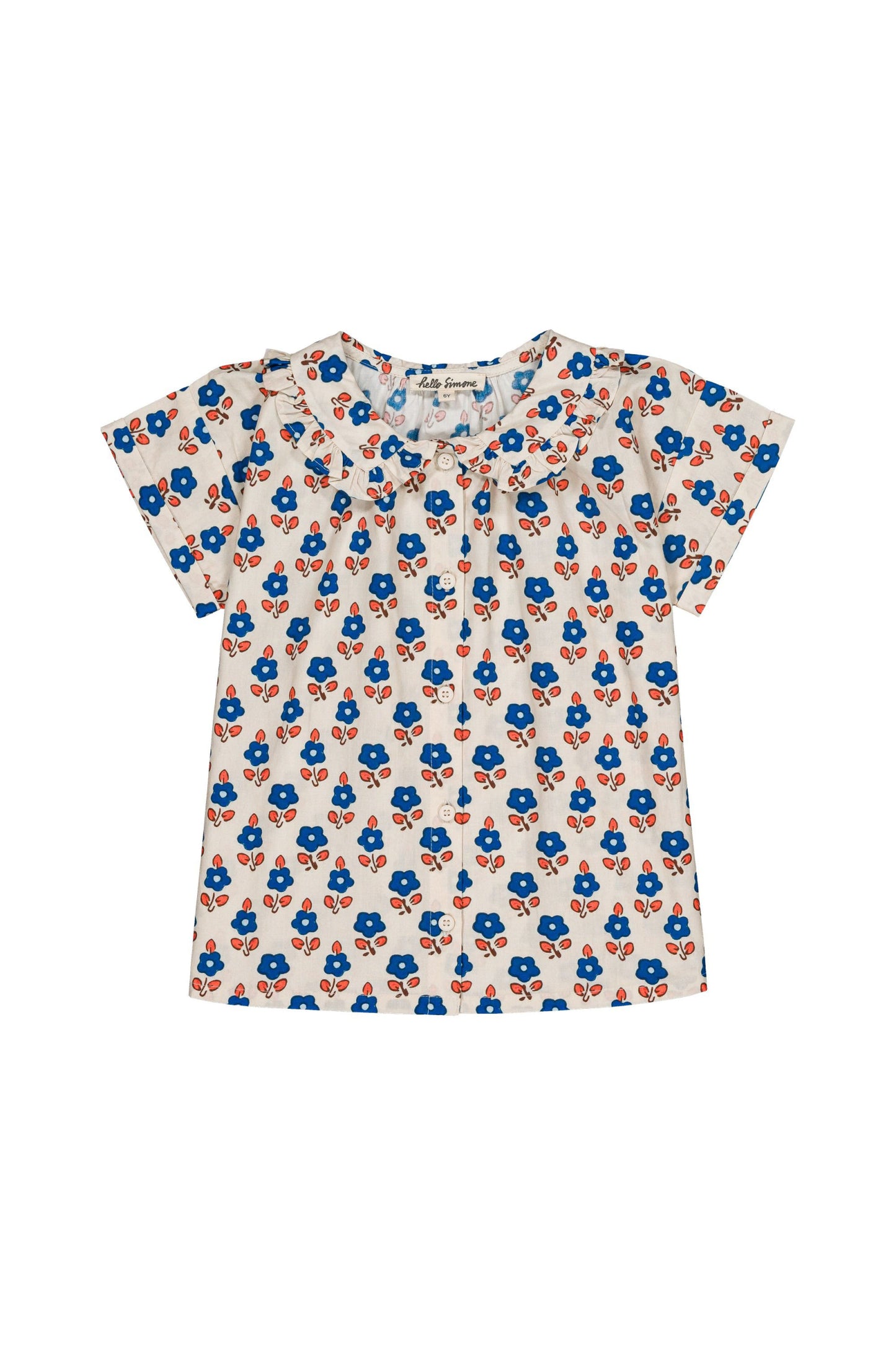 Cotton oeko tex blouse for girls aged 4–12, sablet blue