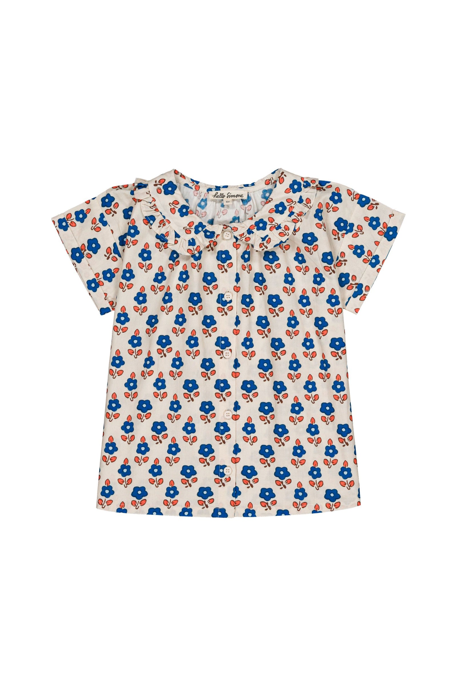 Cotton oeko tex blouse for girls aged 4–12, sablet blue