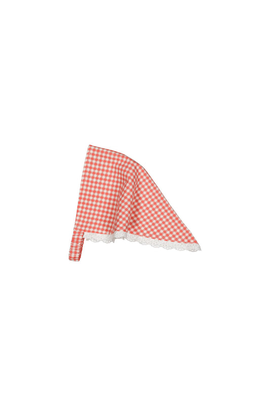 Cotton fichu for girls aged 4–12, gingham emberglow