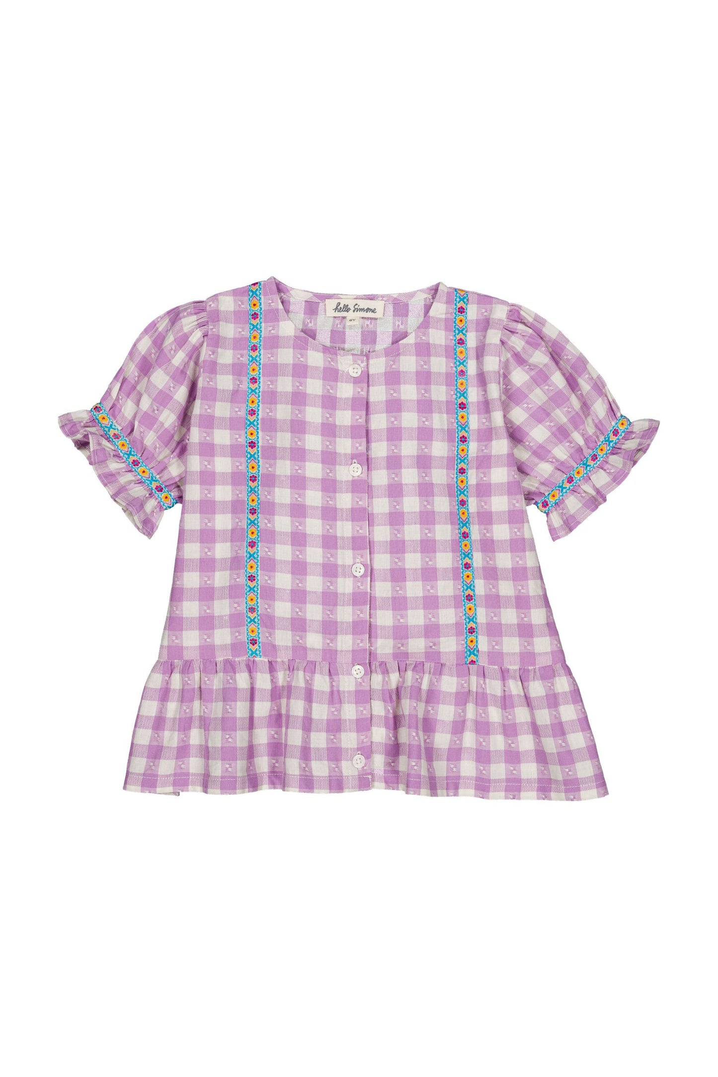 Cotton blouse for girls aged 4–12, bloom