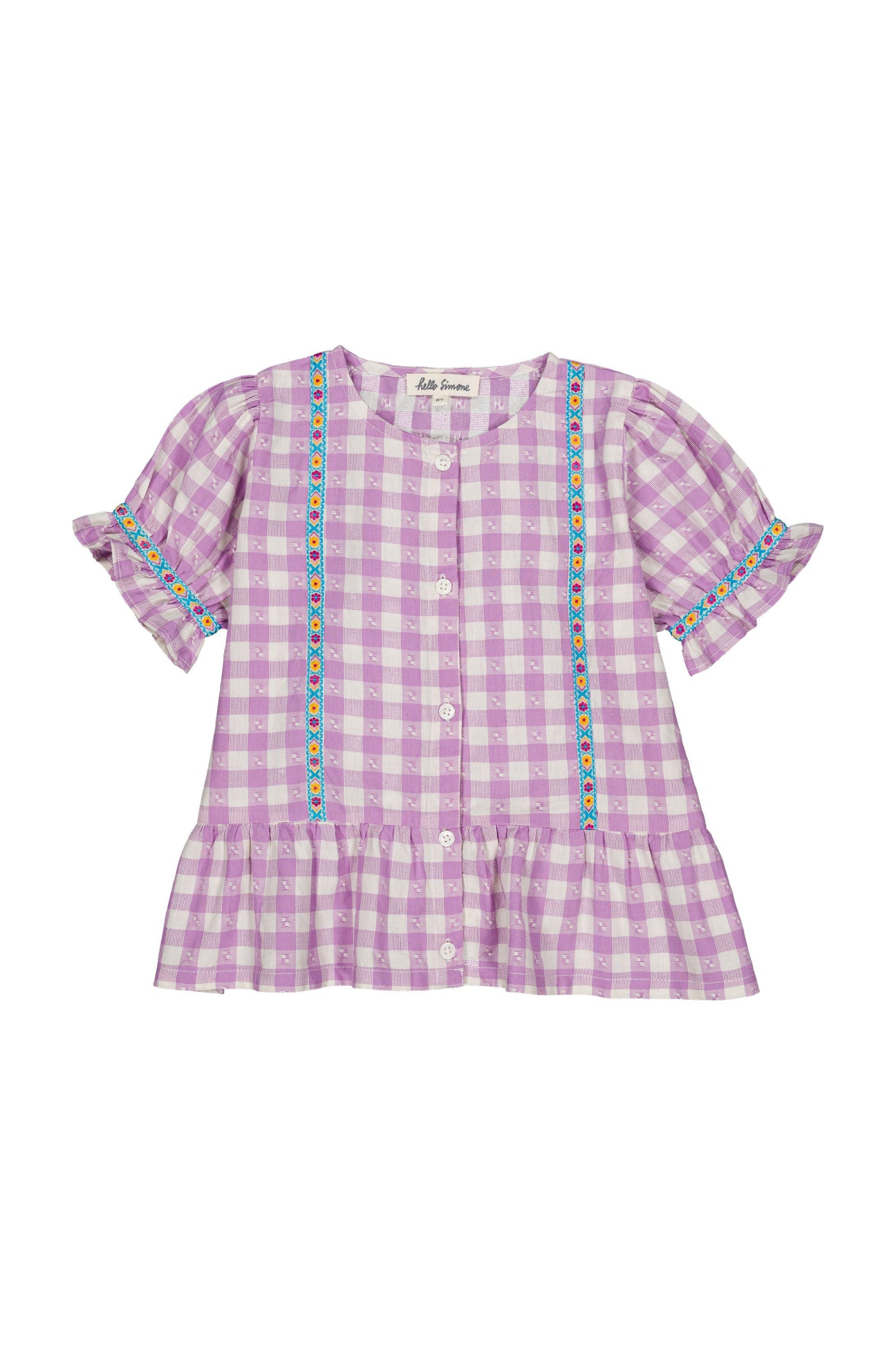 Cotton blouse for girls aged 4–12, bloom