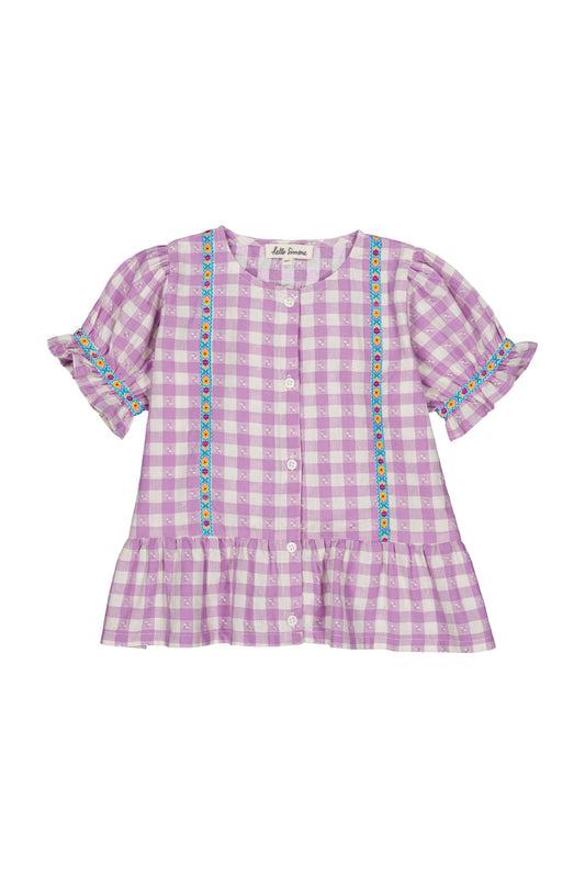 Cotton blouse for girls aged 4–12, bloom