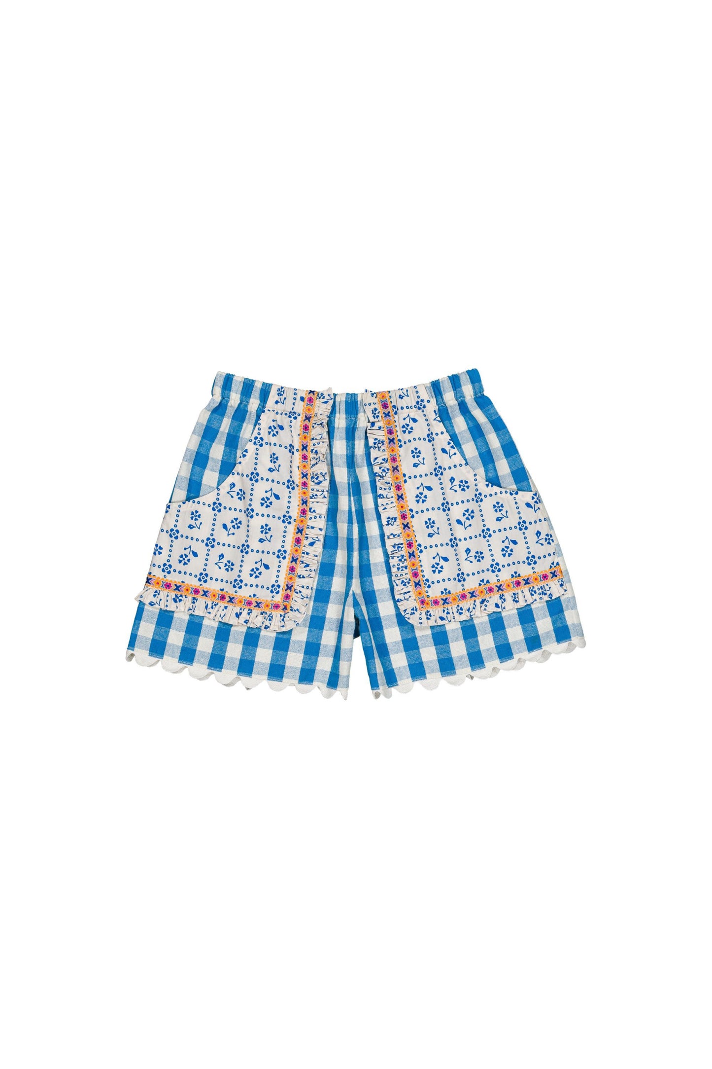 Cotton shorts for girls aged 4–12, ibiza blue