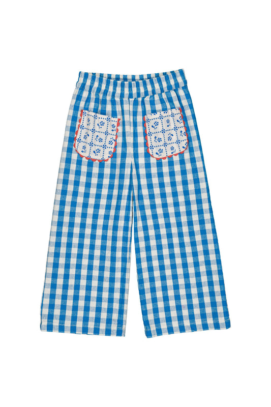 Cotton pants for girls aged 4–12, ibiza blue