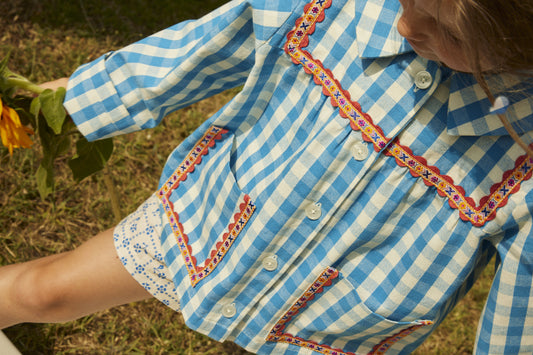 Cotton jacket for girls aged 4–12, ibiza blue