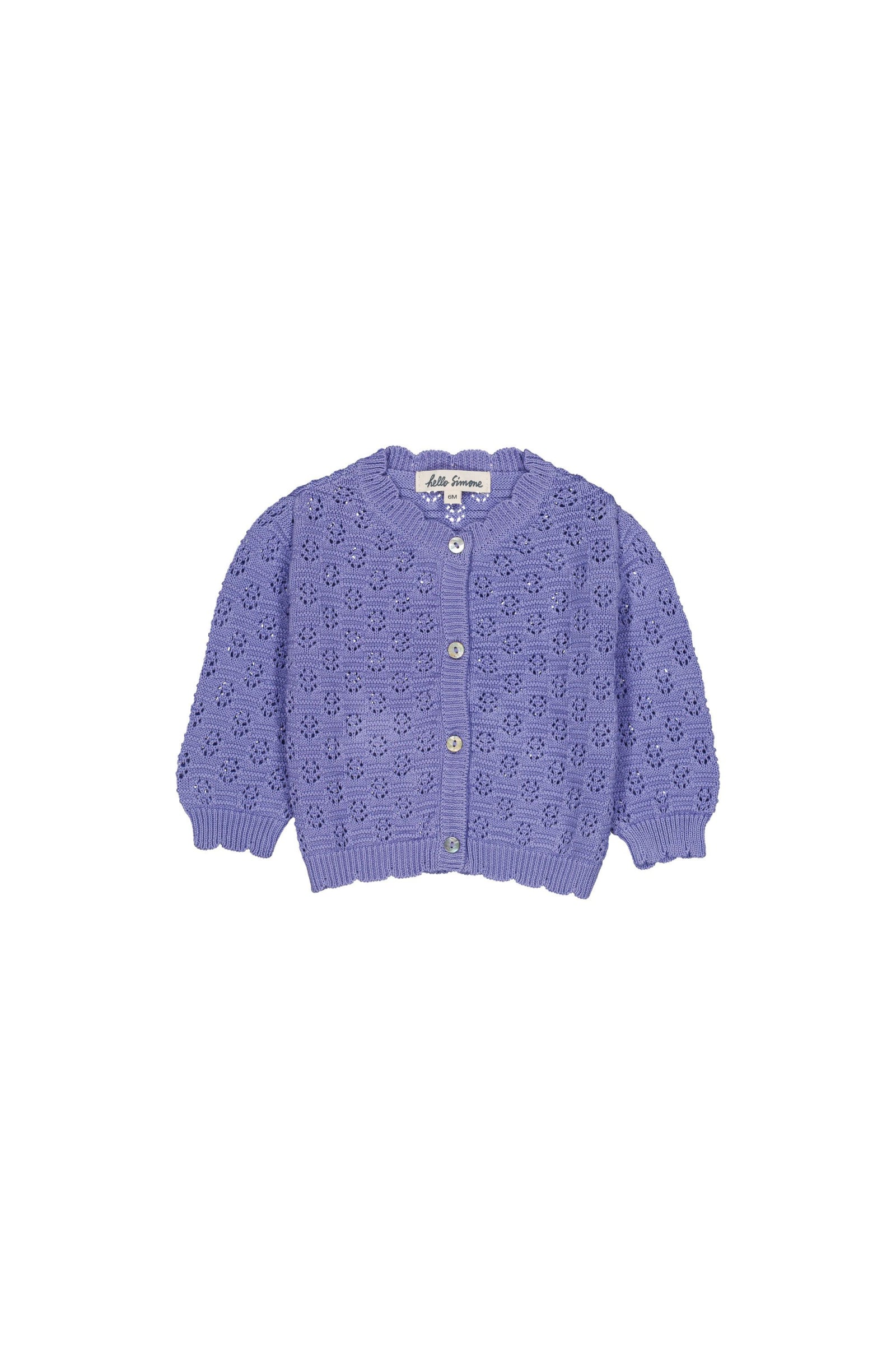 Cotton knitted cardigan for babies aged 6–24 months, lavender