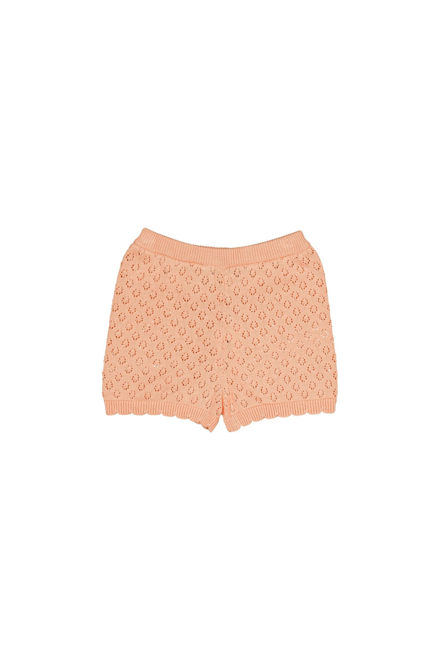 Cotton knitted shorts for girls aged 4–12, peach