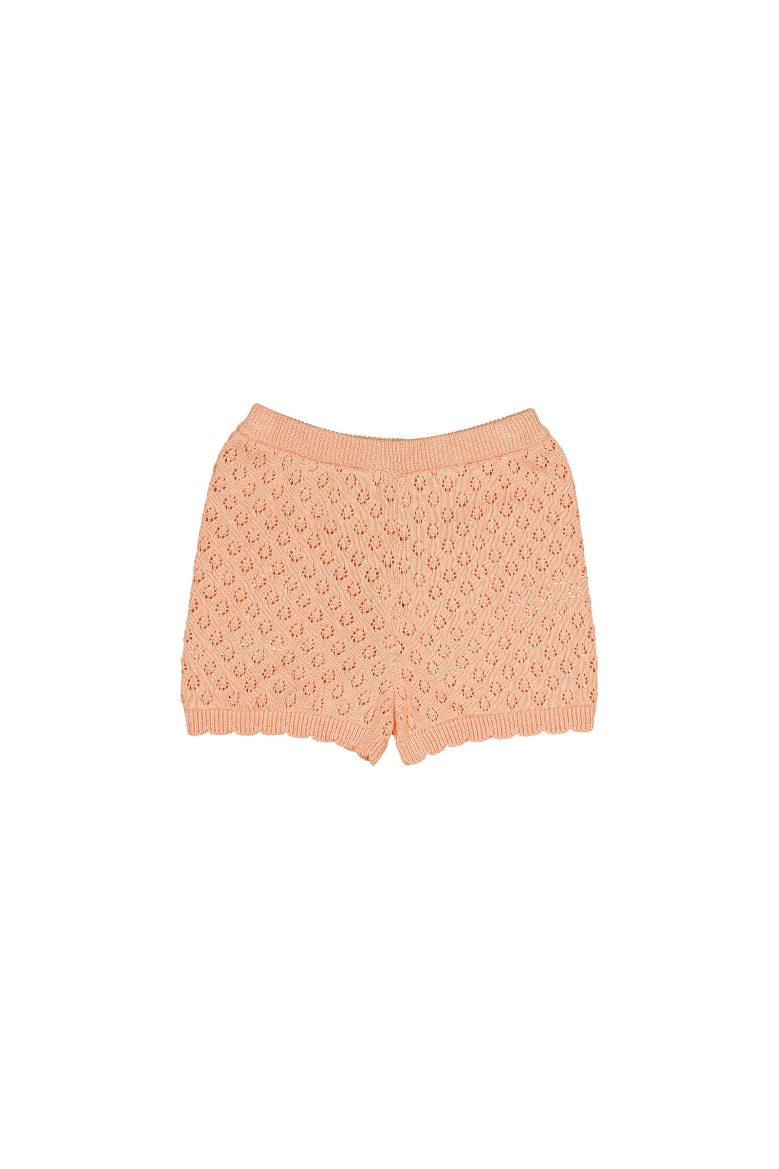 Cotton knitted shorts for girls aged 4–12, peach