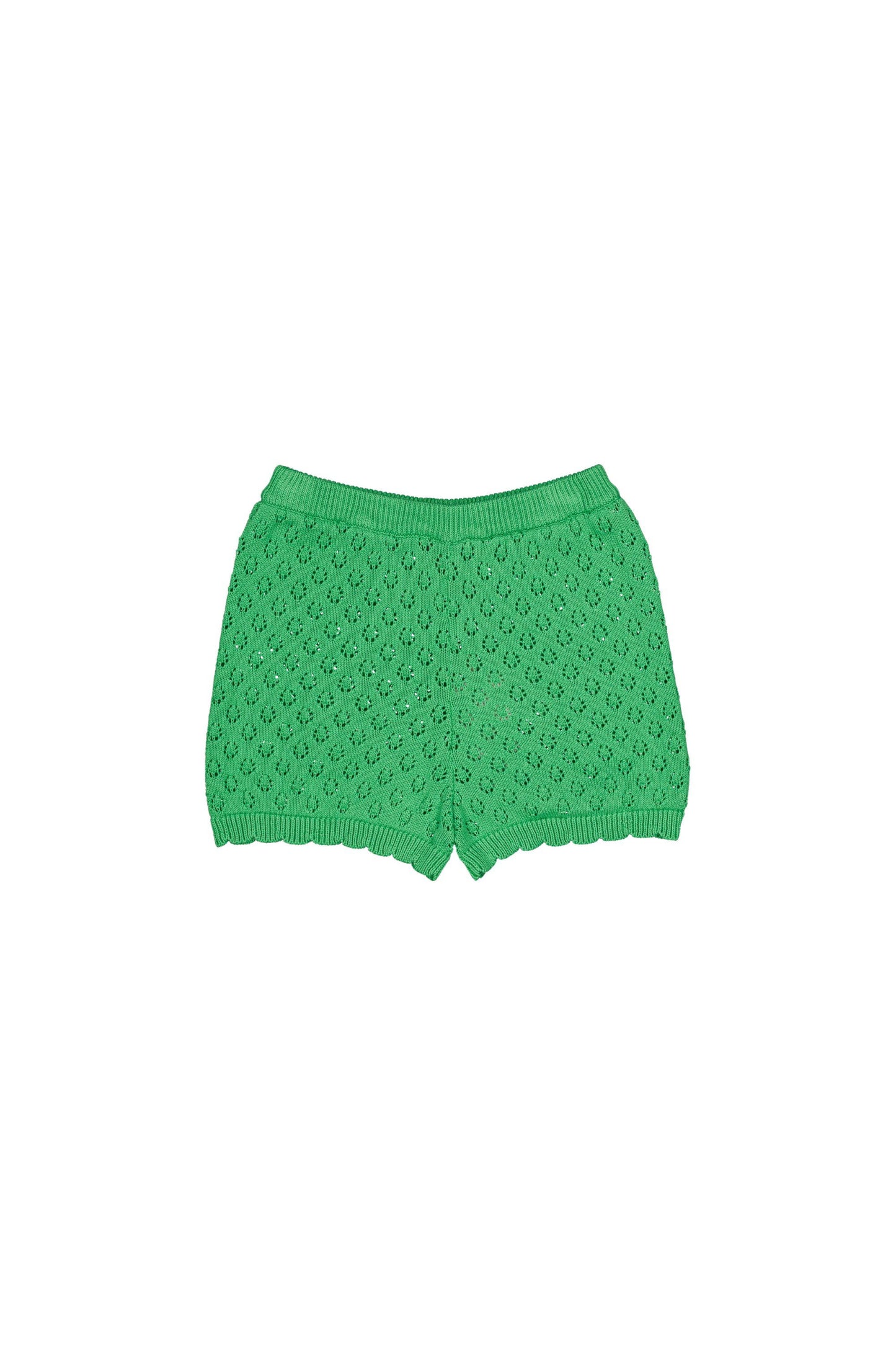 Cotton knitted short for girls aged 4–12, green