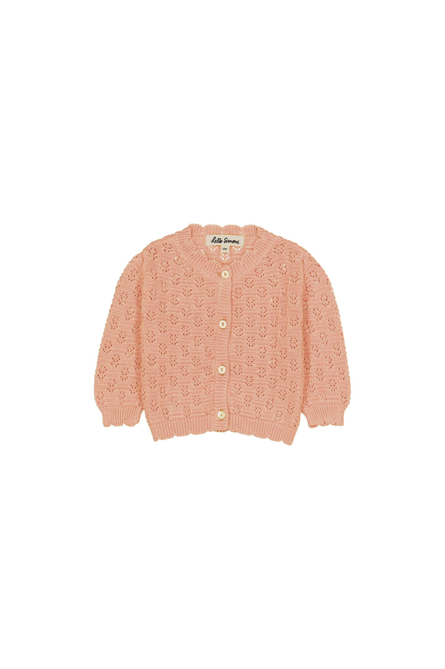 Cotton knitted cardigan for babies aged 6–24 months, peach
