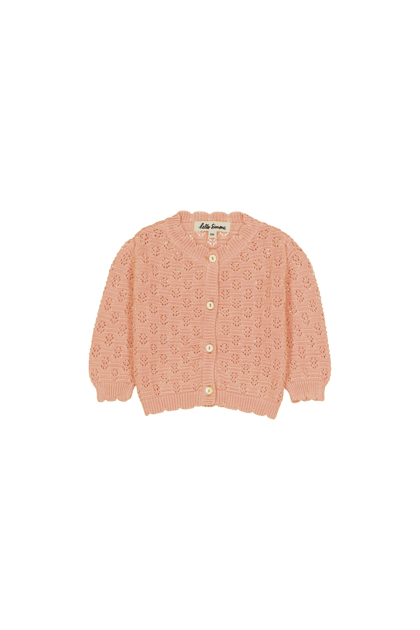 Cotton knitted cardigan for babies aged 6–24 months, peach