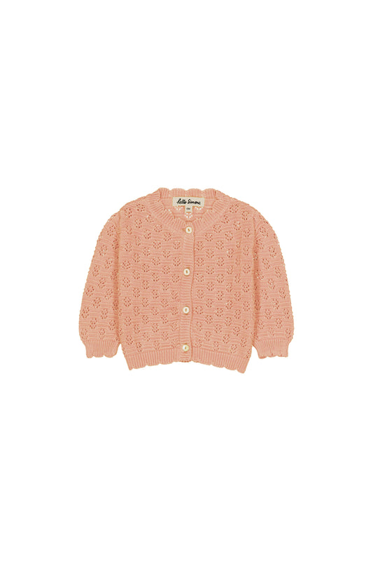 Cotton knitted cardigan for babies aged 6–24 months, peach