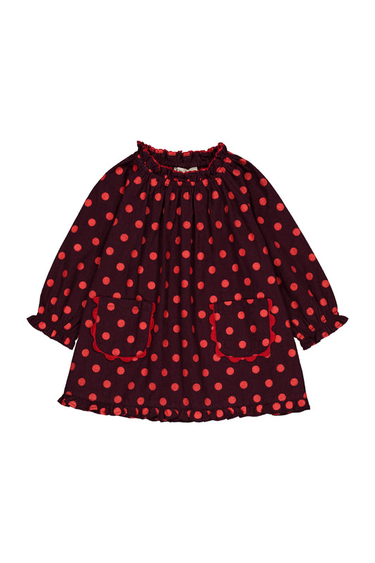 Alouette baby dress Plum Dots