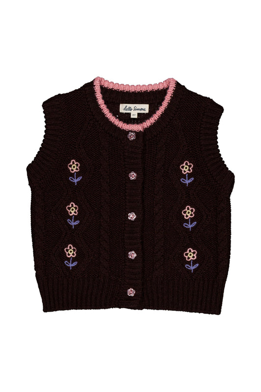 Polly vest cable knit Chocolate