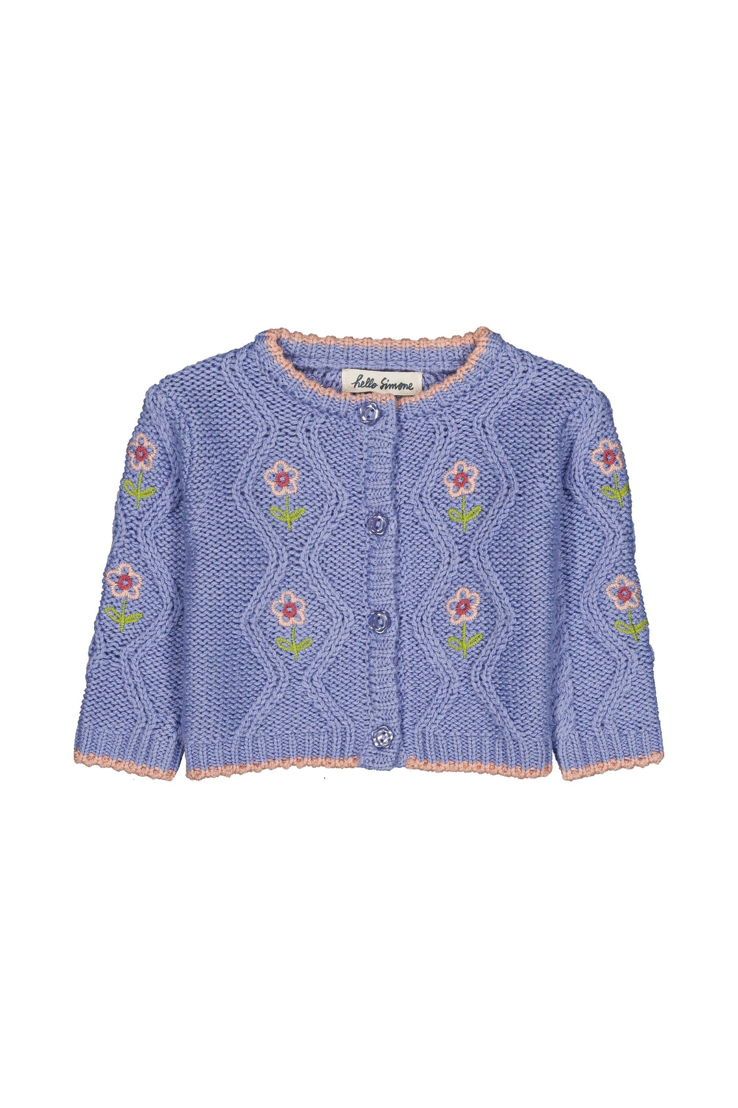 Cardigan Jeannette en maille torsadée Light blue