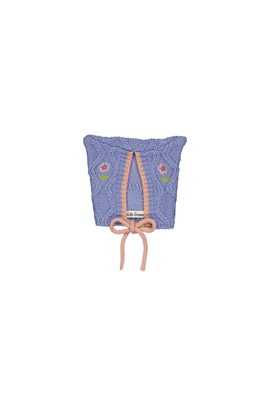 Michy baby hat cable knit Light blue